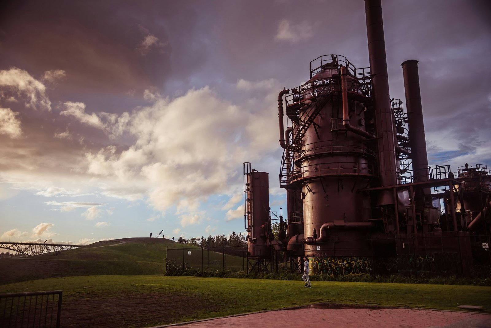Industrial energy infrastructure surrounded by green landscape